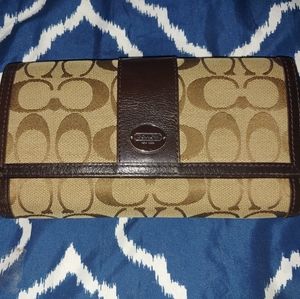 Coach canvas and leather wallet with checkbook